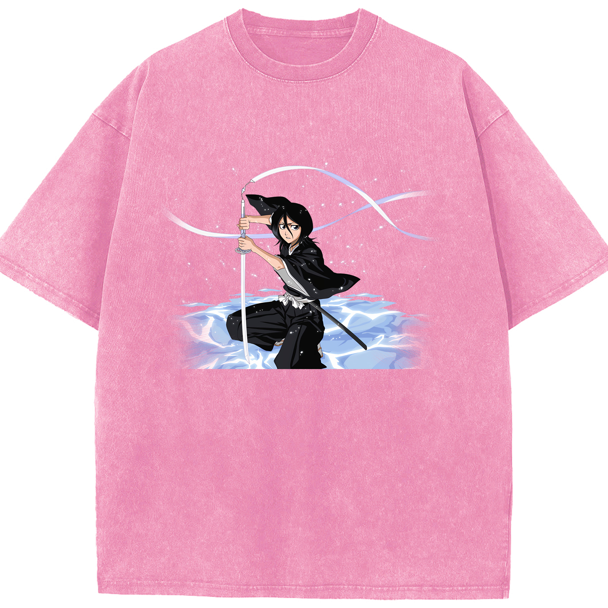（画像用） ブリーチ 朽木ルキア BLEACH Kuchiki Rukia 綿100% ヴィンテージ風 半袖Tシャツ（フロントプリント）